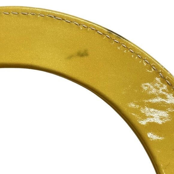 Auth DIOR/ChristianDior Lady Dior Medium/Trotter Yellow Patent Leather Handbag - Picture 14 of 16